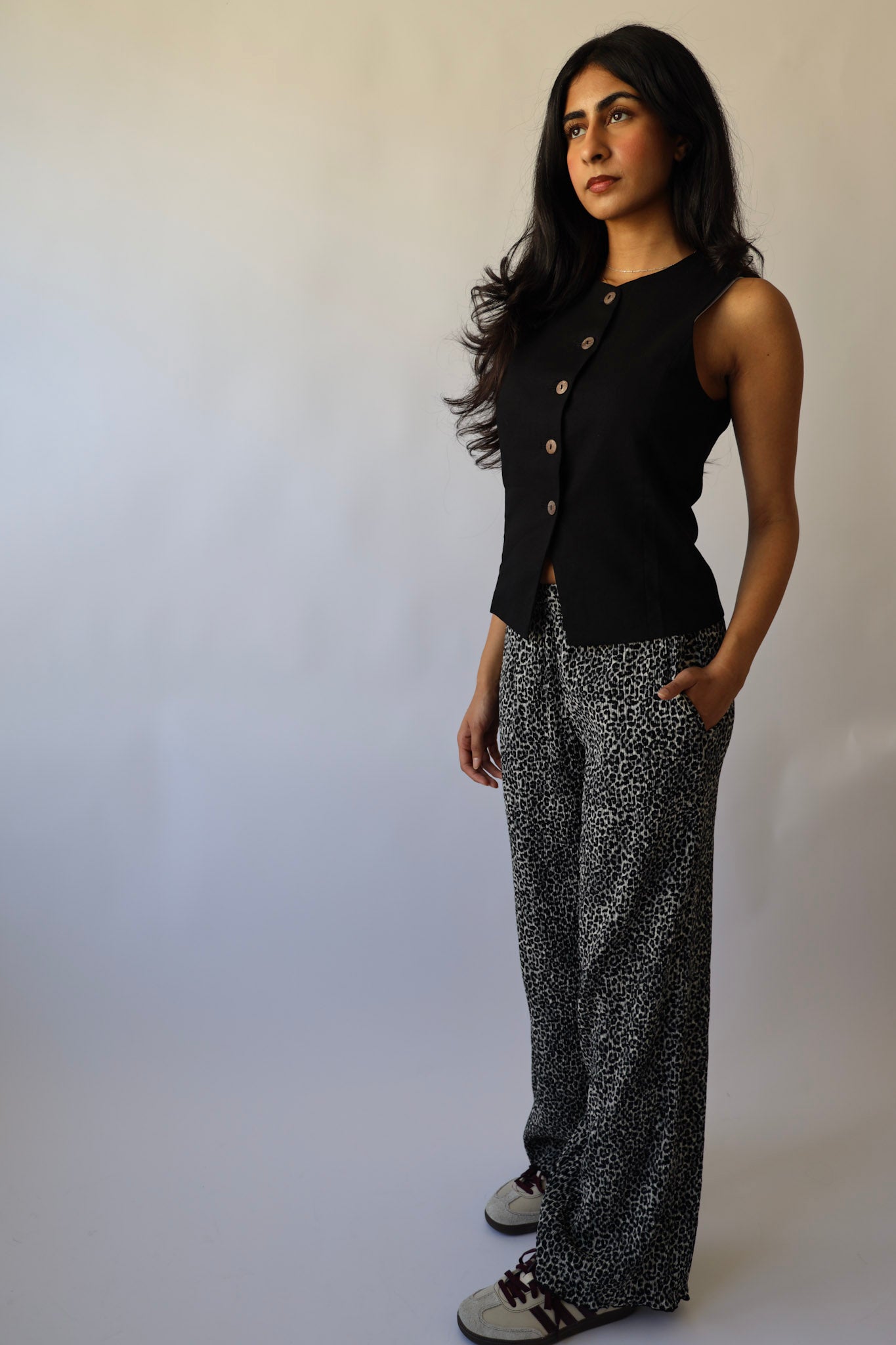 Leopard Print Plisse Pants