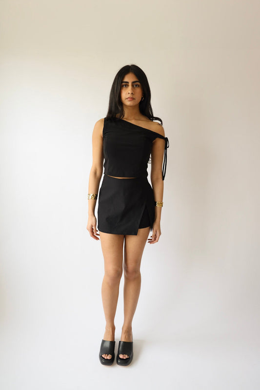 Black Slit Skort
