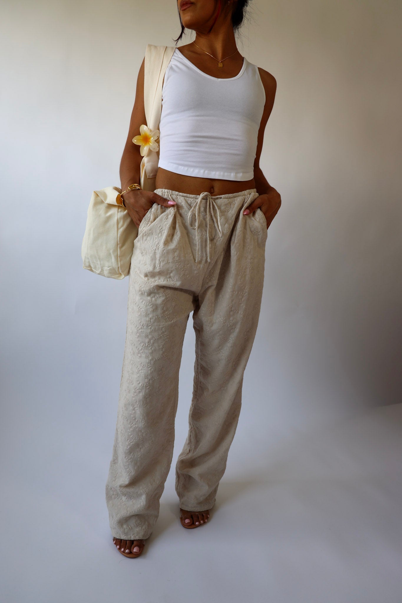 Santorini Textured Drawstring Pants