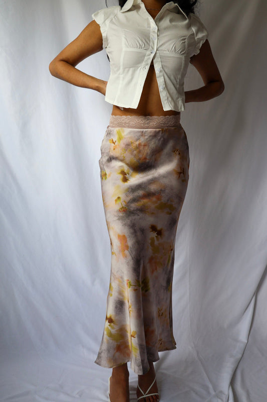 Lace and Floral Printed Maxi Skirt