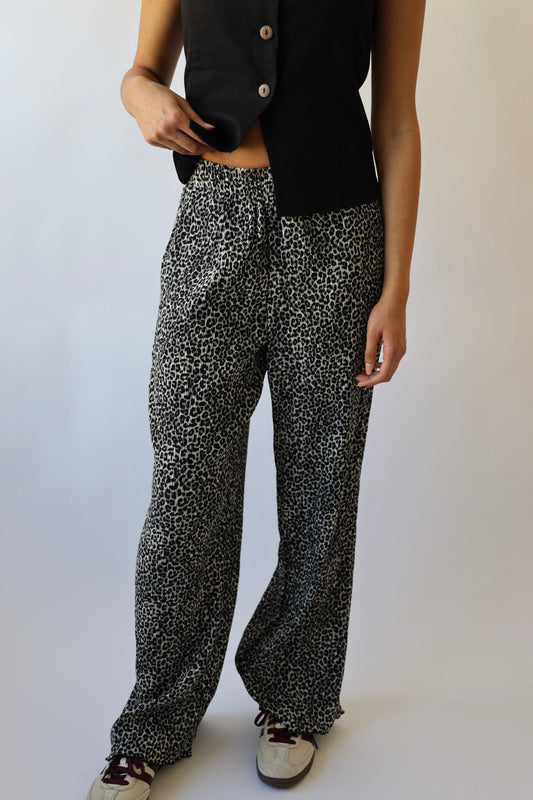 Leopard Print Plisse Pants