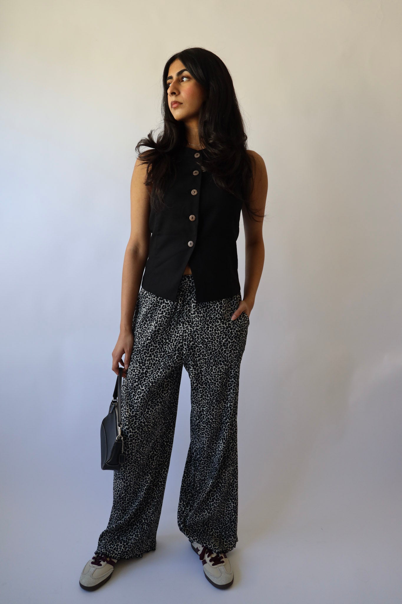 Leopard Print Plisse Pants