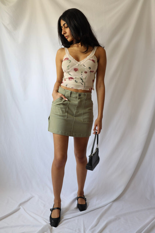 Stretch Cargo Denim Skirt