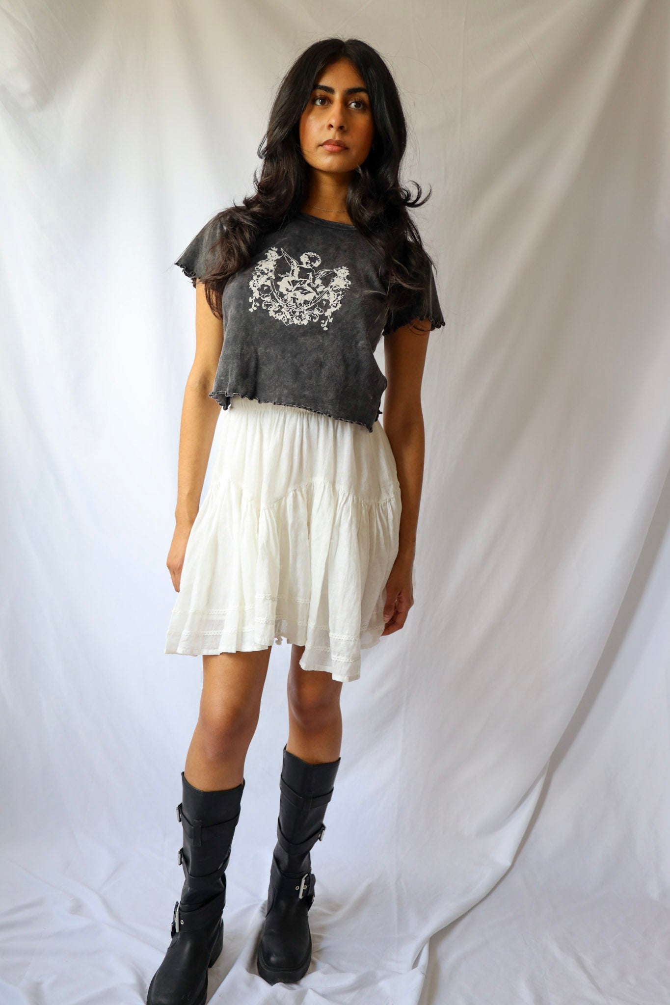 Lace Trimmed Mini Skirt
