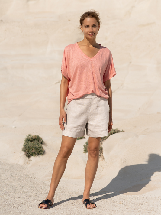 Paros Linen Shorts Oyster