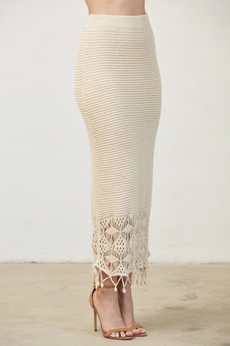 Coastal Crochet Shell Midi Skirt