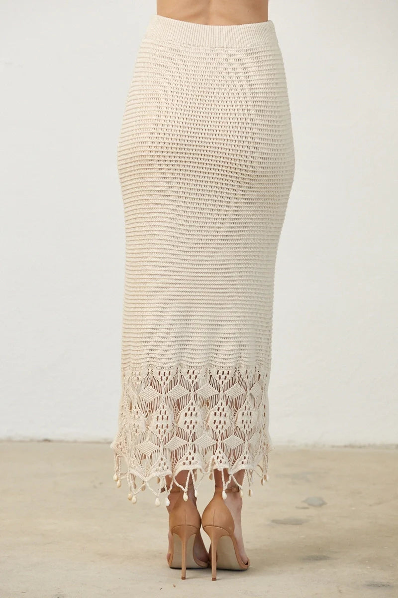 Coastal Crochet Shell Midi Skirt