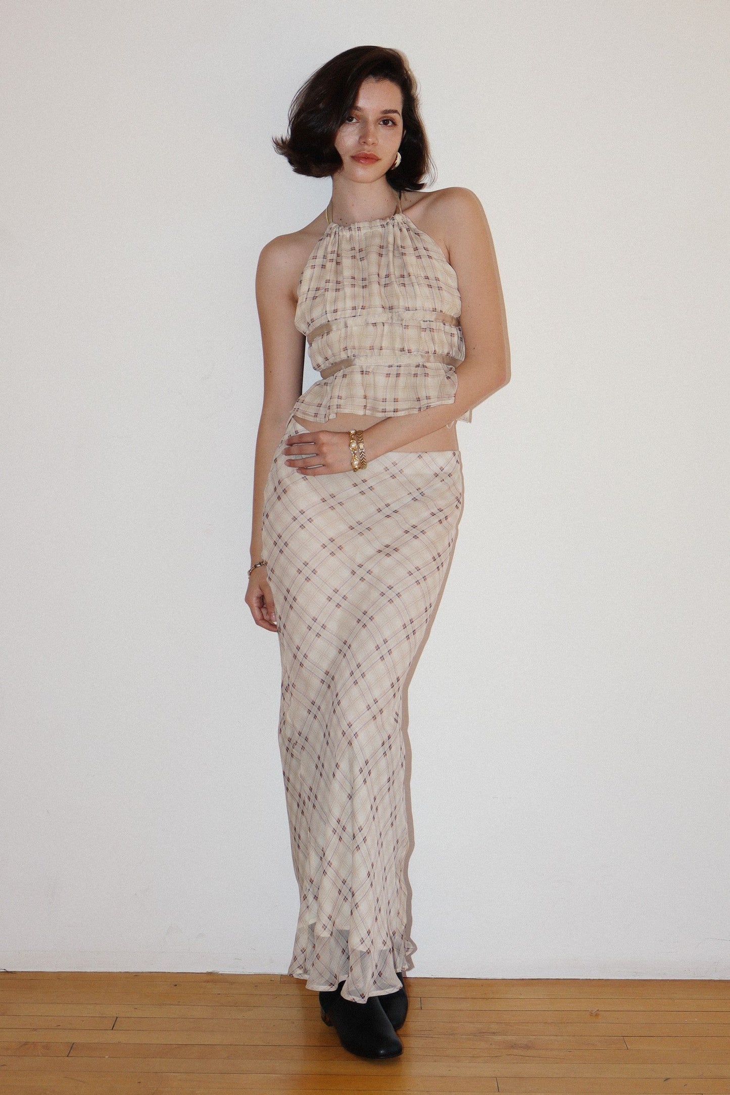 Checkmate Mesh Midi Skirt