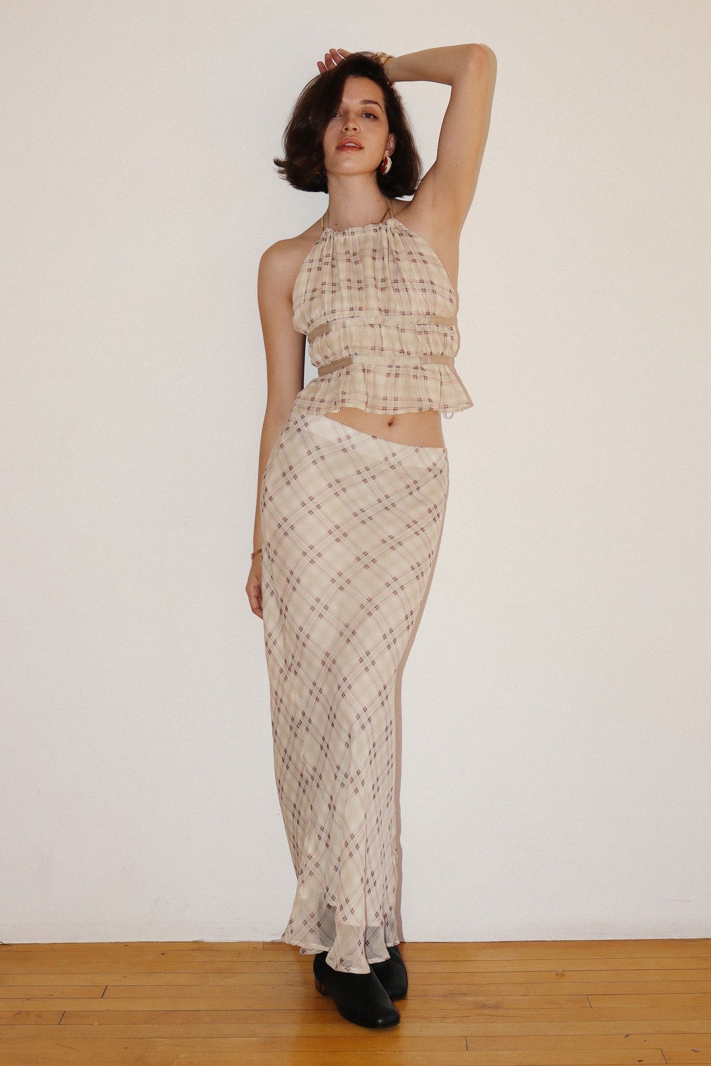 Checkmate Mesh Midi Skirt